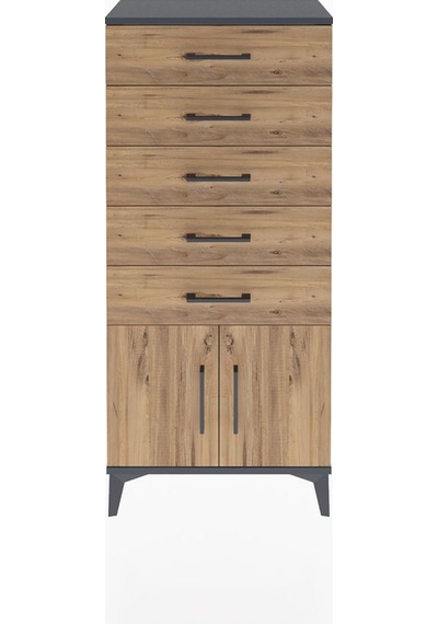 Arges Dolap 5 Raflı 2 Kapaklı 60x30x134 Antrasit-çam Antrasit