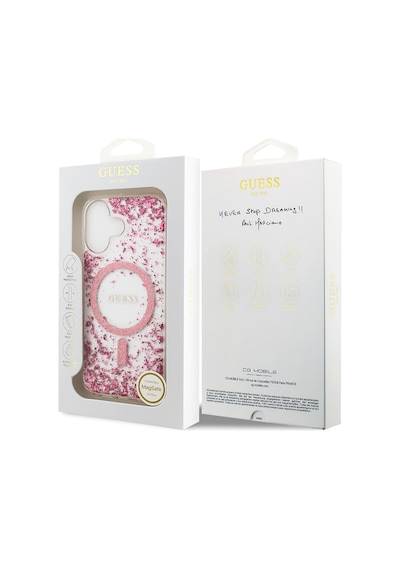 Apple Uyumlu iPhone 17  Kılıf Guess Lisanslı M-safe Özellikli Transparan Resin Bottom Kapak Pembe Pembe