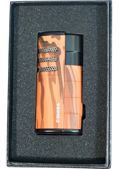 Cohiba 3 Torch Pürmüz Delicili Kamuflaj Desenli Kahverengi Puro Çakmağı - Tr9591