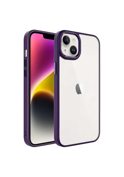 Apple iPhone Uyumlu 14 Kılıf Şeffaf Arka Yüz Kamera Yükseltili Silikon Pazarplus Kırmızı