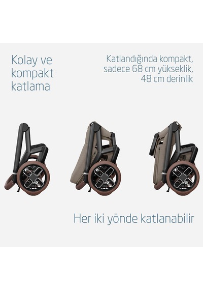 Maxi-Cosi Fame Portbebeli LED Işıklı Entegre Telefon Şarj Üniteli Premium Bebek Arabası Twillic Truffle