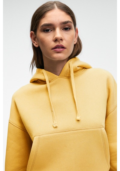 Grimelange Selene Kadın Kapüşonlu Kangru Cepli Regular Fit Sarı Sweatshirt Sarı
