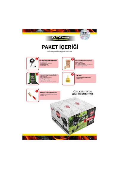 Kırmızı Emaye Kaplama Mangal Kohlen Kömür Aksesuar Hazır Mangal Seti Yak Kullan