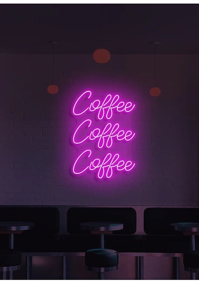 Coffee Coffee Coffee Yazılı Neon Tabela Pembe