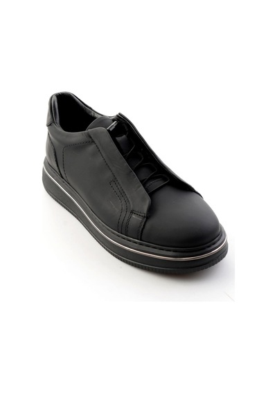 Bambi Mat Siyah Hakiki Deri Erkek Sneaker E01774101503