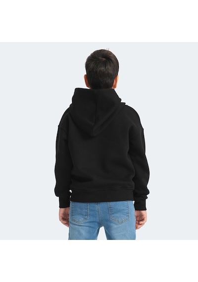 Slazenger LEKAN Çocuk Fermuarlı Kapüşonlu Cepli Siyah Sweatshirt