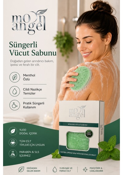 Süngerli Sabun Doğal Güzellik Menthol Extract Vücut Sabunu Mentol