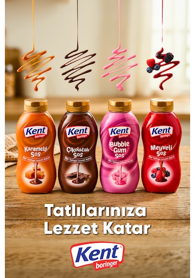 Topping Sos 4'lü Avantajlı Elips Set Karamelli-çikolatalı-bubble Gum-meyveli