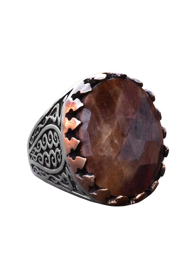 Gerçek Doğal Safir Oval Taş Yüzük - Gümüş Erkek Yüzüğü Gümüş
