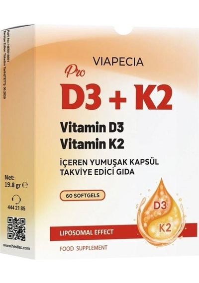Viapecia Pro D3 + K2 60 Kapsül