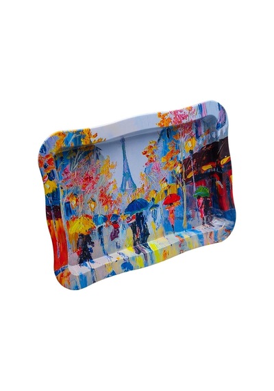Ef165-q2 Rain Paris Desenli Dikdörtgen Tepsi 24x36 Cm Desenli