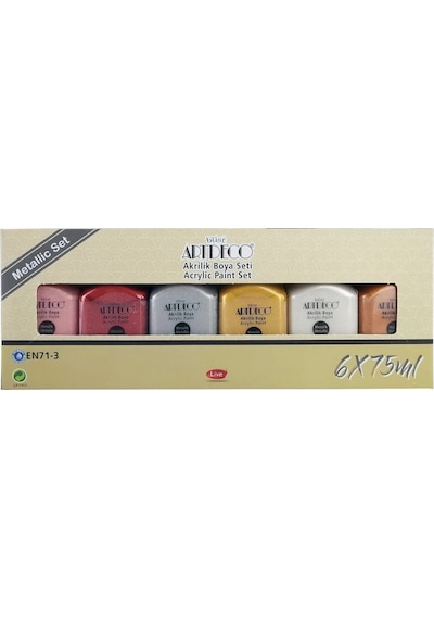 Akrilik Boya Seti 6x75 Ml Metalik Seri 1 Paket Artdeco Akrilik Boya 6 Renk 75 Ml Metalik Renkler Diğer