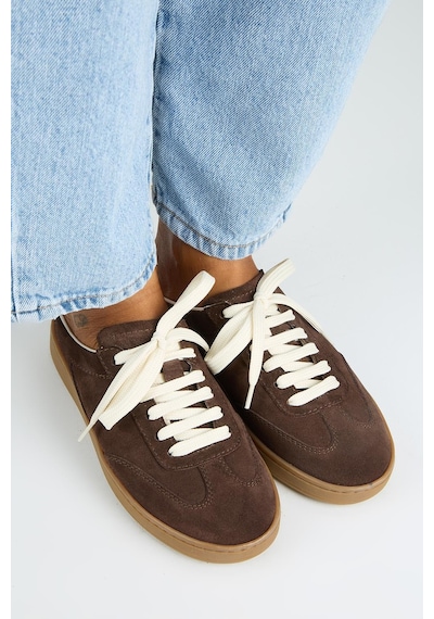 Manijero Krahe Barbella Kadın Hakiki Deri Bağcıklı Sabo Kahve Sneakers