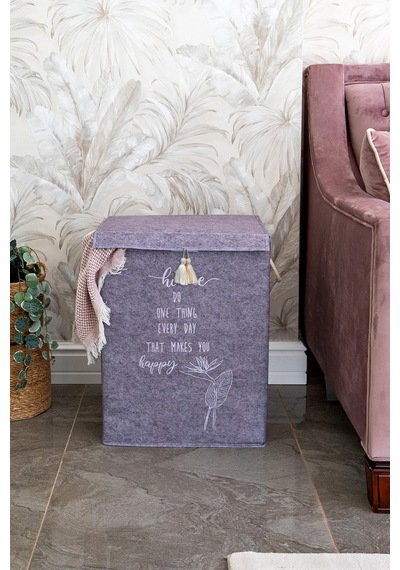 Muomuo Home Keçe Kapaklı Mega Kutu Çamaşır Sepeti Eşya Saklama Kutusu 55X40X30 Cm Gri Diğer