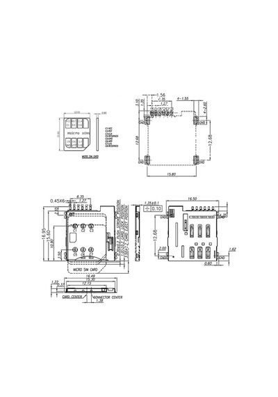 Micro Sim Kart Soket 6 Pin Self Push Holder Gsm Apple Iphone 4 Uyumlu