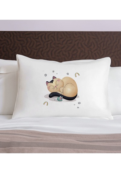 Bk Gift Eğlenceli Kedi Tasarımlı Pamuklu Yastık Kılıfı-2 50x70cm , Sevgiliye , Ev si, Tasarım Ev Tekstili