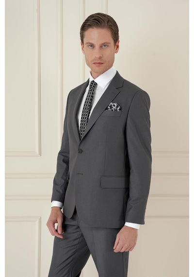 Efor Slim Fit Çift Yırtmaç Mono Yaka Klasik Füme Takım Elbise Tk 912 Füme Efor Slim Fit Çift Yırtmaç Mono Yaka Klasik Füme Takım Elbise Tk 912 Füme