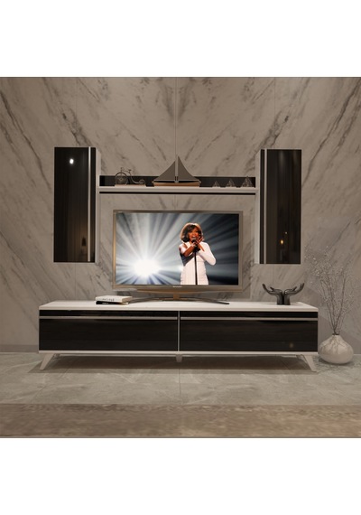 Decoraktiv Eko 5d Mdf Std Retro Tv Ünitesi Tv Sehpası - Beyaz Siyah Beyaz - Siyah Decoraktiv Eko 5d Mdf Std Retro Tv Ünitesi Tv Sehpası - Beyaz Siyah Beyaz - Siyah