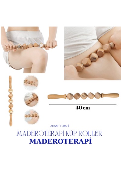 1sen Art & Beauty Maderoterapi Küp Roller Ahşap Masaj Aleti Açık Kahverengi