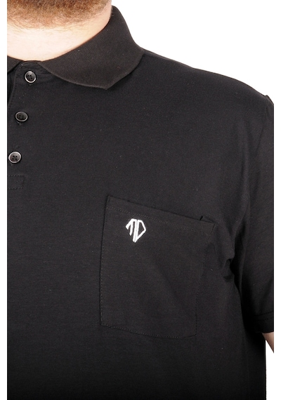 Mode Xl Büyük Beden T-Shirt Polo Cep Sup Basic 21557 Siyah 001