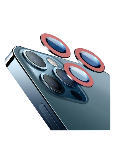 Nettech Apple Uyumlu iPhone 12 Pro Max Fosfor Seri Kamera Cam Koruyucu - Kırmızı
