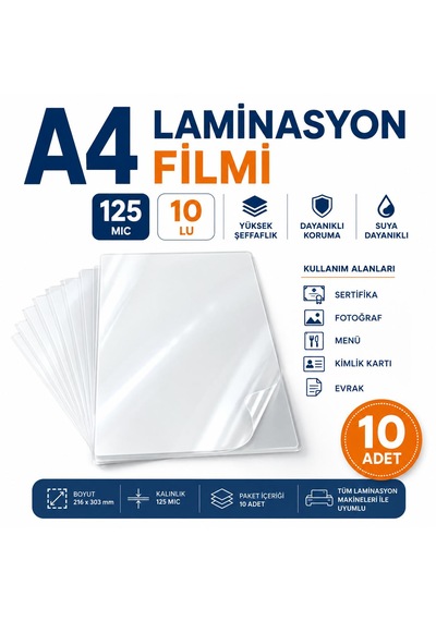 Saygılıofis Laminasyon Filmi A4 125 Mic 10 Adet