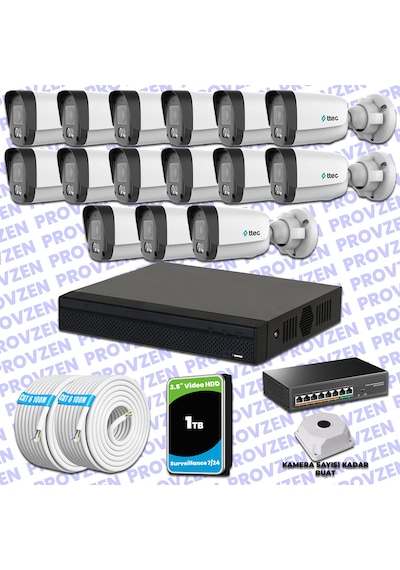 Provzen Ttec Hikvision 15 Kameralı Ip Full Hd Mikrofonlu Güvenlik Kamerası