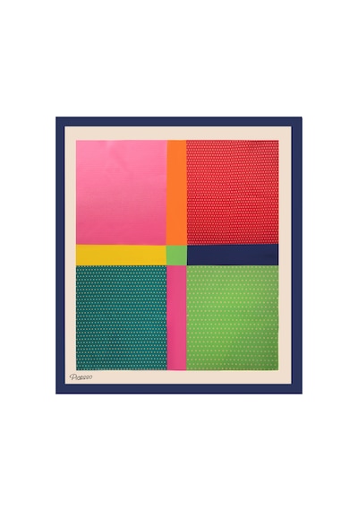 Inno 60x60 Cm Premium Saten Desenli Dikişli Fular Turkuaz