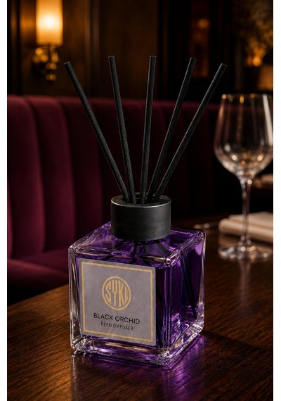 Premium Çubuklu Oda Kokusu 100 Ml Cam Şişe Reed Diffuser Siyah Orkide