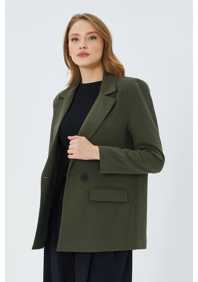Mixray 4516 Kadın Bezayağı Blazer Ceket Haki