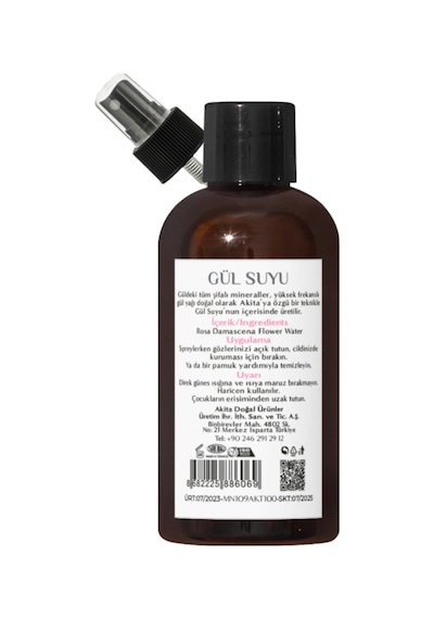 Akita Doğal Yağı Alınmamış Mini Gül Suyu 50 ML
