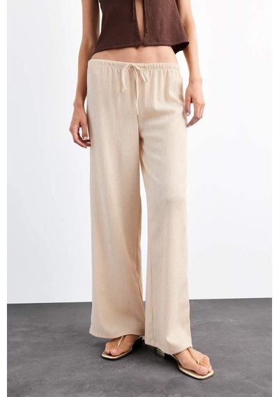 Defacto Relax Fit Normal Bel Düz Paça Bürümcük Pantolon G1101ax25smbg286 Bej