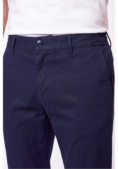 Comfort Fit Beli Lastikli Esnek Keten Lacivert Pantolon P 1221