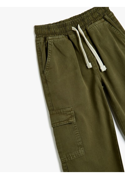 Koton Kot Pantolon Beli Ve Paçası Lastikli Pamuklu - Jegging Jean Haki 5wkb40022td Haki