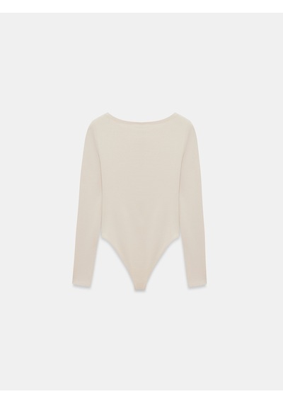 Dilvin 32549 Kayık Yaka Bodysuit-taş Taş