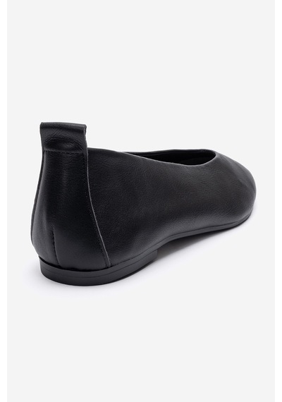 Luvishoes Jenas Siyah Cilt Hakiki Deri Kadın Babet Ayakkabı
