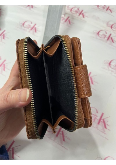 Gk Gamzelirenklerim Luxury Fashıon&accessorıes Yılan Derisi Mıknatıslı Lüx Cüzdan Suni Deri Taba