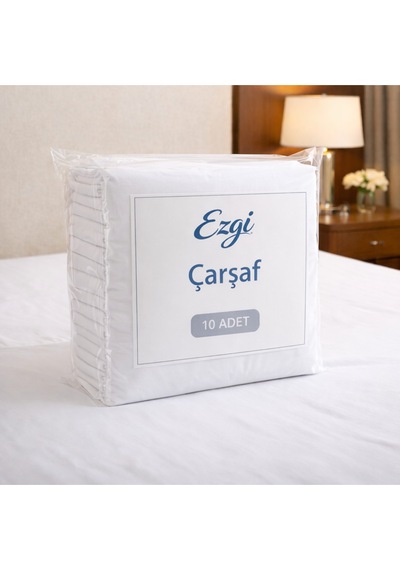 %100 Pamuk Akfil Otel Çarşafı 10 Adet Kalın Kumaş Dayanıklı Beyaz Çarşaf Otel Tipi 10 Adet