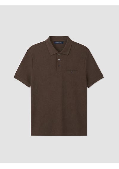 Lcwaıkıkı Classic Kahverengi Standart Fit Polo Yaka Strüktürlü Erkek Tişört
