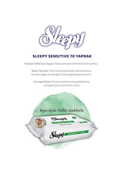 Sleepy Sensitive 70'li Islak Bebek Havlusu Tekli