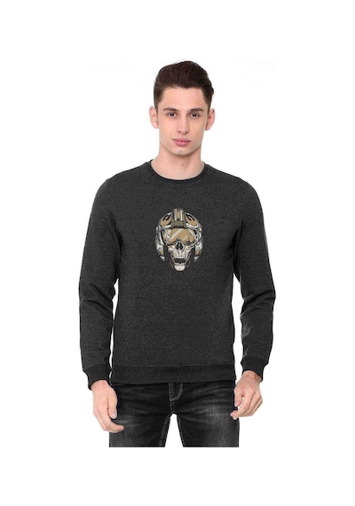 Star Wars Baskılı Füme Antrasit Erkek Örme Sweatshirt (528981811)