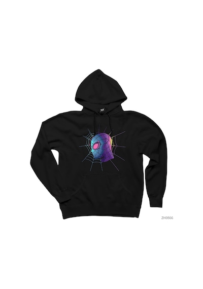 Spiderman Spider Web Siyah Kapşonlu Sweatshirt Hoodie Siyah