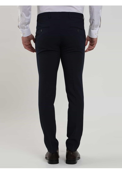 Dufy Lacivert Erkek Ekstra Slim Fit Melanj Desenli Klasik Pantolon - 103476-lacivert Lacivert
