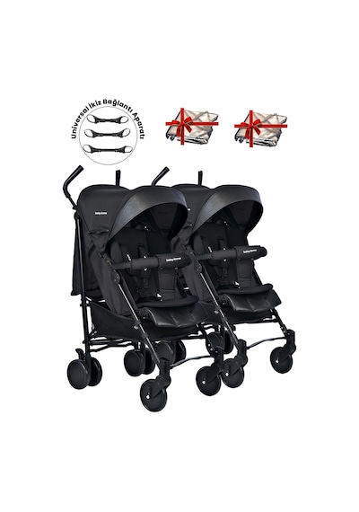 Baby Home 107 Ayrılıp Birleşebilen Baston İkiz Bebek Arabası