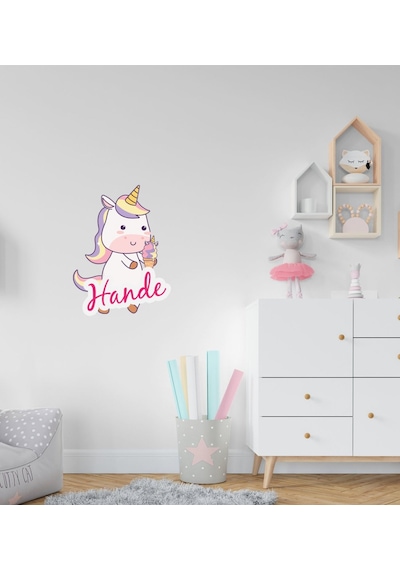 Kişiye Özel Unicorn Tasarımlı Çocuk Odası Duvar Sticker-2