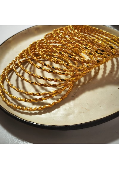 925 Ayar Gümüş İkili Adana Burma Gold Bilezik Sl9803 Gold