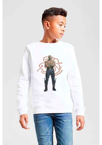 Tshirthane Drax Yenilmezler Baskılı Unisex Çocuk Beyaz Sweatshirt Beyaz