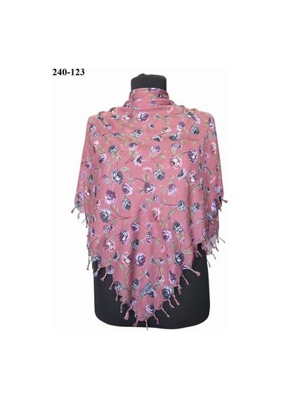 Dolce Cotton Desenli Sökme Boncuklu Eşarp 240-123 Çok Renkli