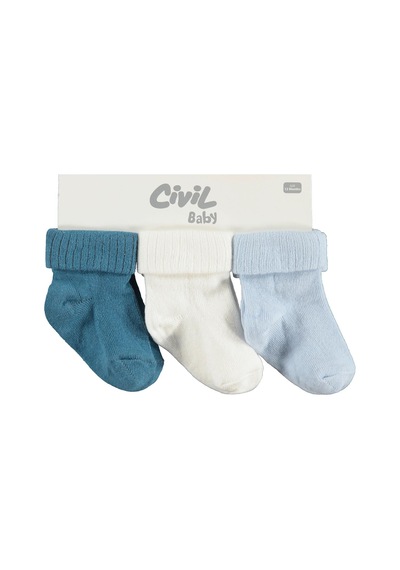 Civil Baby Basic Kıvrık 3'lü 6- Bebek Erkek Çorap Set Standart