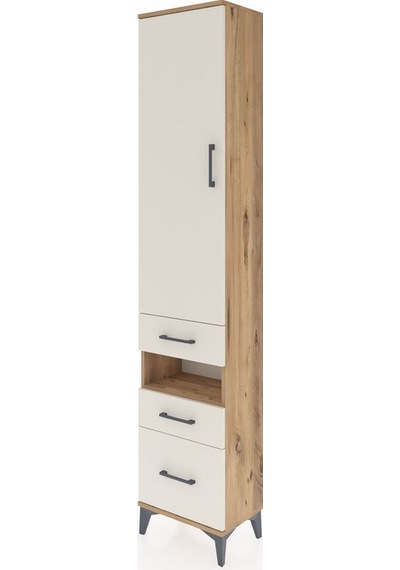 Arges Dolap 4 Raflı 3 Çekmeceli Tek Kapaklı 44x30x221 Çam-aytaşı Çam